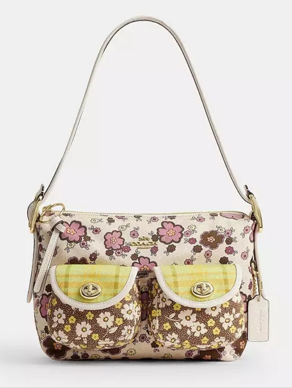 *NWT* COACH Floral Lime Green Pockets Cargo Shoulder Bag